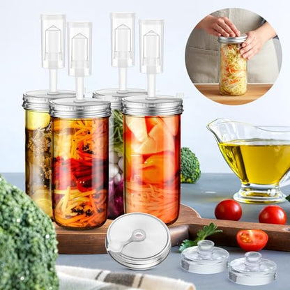 Honeydak 6 Pack Fermentation Kit, 24 oz Fermentation Jars with Fermenting Weights and Airlocks, Stainless Steel Lids, Pickle Jar for Sauerkraut, Vegetables and Other Fermented Foods - size: 24 oz
