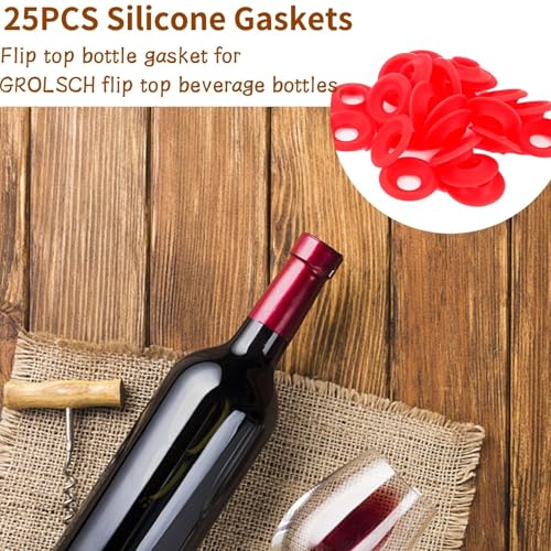 25PCS Silicone Rubber Gaskets Washer, Water Bottle Top Lid Gasket Swing Top Glass Bottle Caps Covers Sealing Ring Water Bottle Gasket for Brew Beer Soda