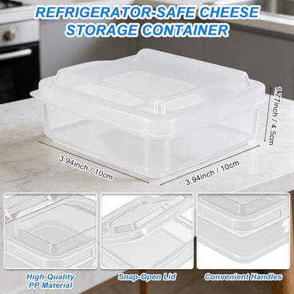 Sliced Cheese Container for Fridge, Clear Butter Block Slice Storage Box with Flip Lid for Refrigerator Food Vegetable