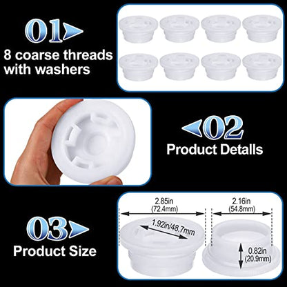 Bung Caps 2'' Fine and Coarse Thread with Gasket Poly Buttress Drum Bung Hole Cap for Most 15, 30 and 55 Gallon Plastic Drum (16 Pack)
