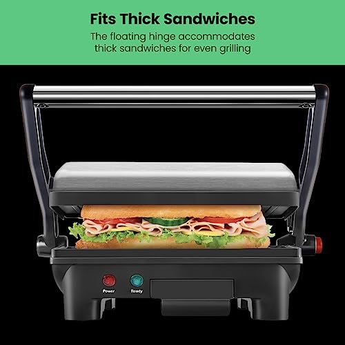 Chefman Electric Panini Press Grill,Compact 2-Slice Sandwich Maker,Non-Stick Coated Plates,Opens 180 Degrees,Dishwasher Safe,Removable Drip Tray,Stainless Steel/Black,(Pack of 4) - size: 2 Slice (Pack of 4)