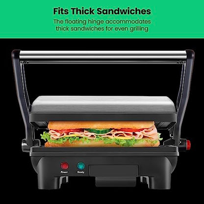 Chefman Electric Panini Press Grill,Compact 2-Slice Sandwich Maker,Non-Stick Coated Plates,Opens 180 Degrees,Dishwasher Safe,Removable Drip Tray,Stainless Steel/Black,(Pack of 4) - size: 2 Slice (Pack of 4)