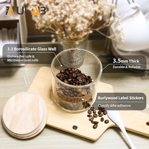 ULAB 3.5mm Thick Glass Food Container Set with Lid, 36.5 OZ Clear Storage Jar, Pack of 3, Glass Airtight Canisters set for Cookie, Candy, Coffee Beans, USJ1002 - color: 36.5oz-3pcs