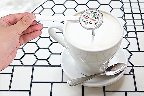 1 3/8 Inch Dial Milk Coffee Food Thermometer with Clip,Best Instant Read Thermometer for The Coffee Drinks,Chocolate Milk Foam,Meat Cooking