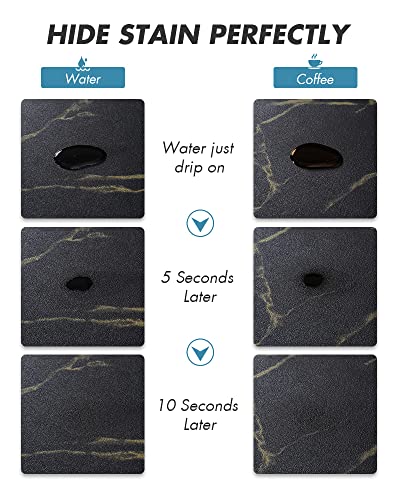 AMOAMI-Coffee Mat Hide Stain Rubber Backed Absorbent Dish Drying Mat for Kitchen Counter-Coffee Bar Accessories Fit Under Coffee Maker, Espresso Machine, Pot, Dish Rack Black&Gold - size: 16"X24"