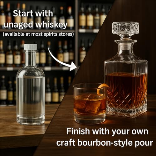 Kentucky Bourbon-Style Whiskey Infusion Aging Kit – Charred White Oak Sticks Staves – Age Clear Spirits into Rich Barrel Flavor in Weeks – Gift for Dad, Father, Husband, Groomsmen