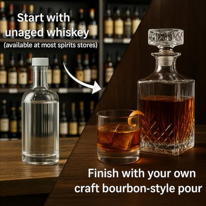 Kentucky Bourbon-Style Whiskey Infusion Aging Kit – Charred White Oak Sticks Staves – Age Clear Spirits into Rich Barrel Flavor in Weeks – Gift for Dad, Father, Husband, Groomsmen