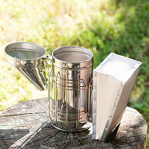New Bee Hive Smoker Stainless Steel w/Heat Shield Beekeeping Equipment | Heat Shield, Beekeeping Equipment, Tool Kit - size: Medium