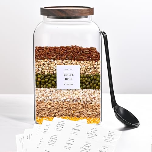 2 PCS Large Glass Jar with Airtight Lid, Glass Food Storage Jars for Tea,Spice,Cereal, Egg,Flour,Coffee and More(70 FL OZ/2000 ml) (94oz*1) - size: 94oz*1