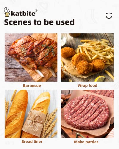 Katbite 300Pcs 6x6 Inches Patty Paper, Burger Patty Paper, Unbleached Parchment Sheets, Heavy Duty & Non-Stick, Squares for Seperating Patty, Cookies, Storing Foods Wrapping Candies - color: 6"x6"-300