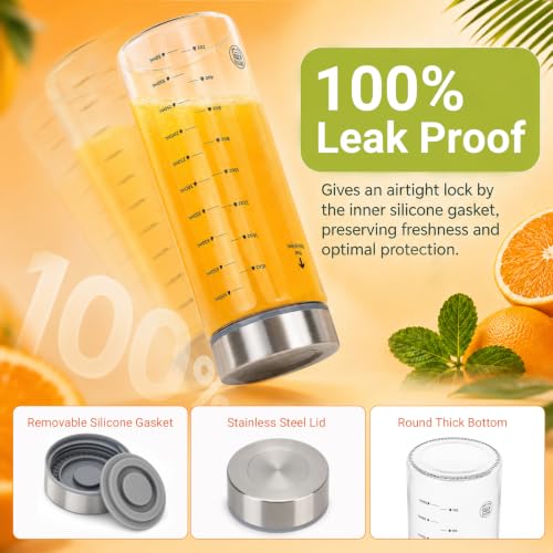 20oz Reusable Glass Juice Bottles with Lids, Wide Mouth, BPA-Free | Leak-Proof Clear Water Bottle for Juicing, Smoothie, Meal Prep | Capacity Markings, Brush Included, Dishwasher Safe | 4pcs - color: Clear-4 Pack, size: 20 Ounces