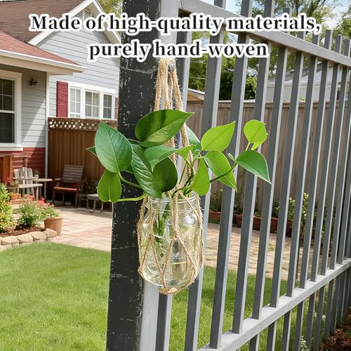 5 Pack Mason Jar Hanging Net, Handwoven Rope Mesh Hanger, Rustic Decorative for Wide Mouth Mason Jar, Ball Pint Jar, and Canning Jars