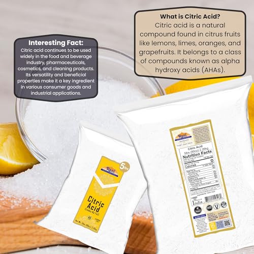 Rani Citric Acid Powder, Food Grade (Limbu Ka Ful) 80oz (5lbs) 2.27kg Bulk ~ Used for Cooking, Bath Bombs, Cleaning | Gluten Friendly | Indian Origin - size: 80 Ounce (Pack of 1)