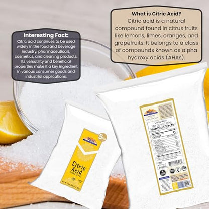 Rani Citric Acid Powder, Food Grade (Limbu Ka Ful) 80oz (5lbs) 2.27kg Bulk ~ Used for Cooking, Bath Bombs, Cleaning | Gluten Friendly | Indian Origin - size: 80 Ounce (Pack of 1)
