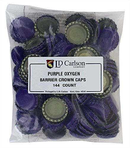 144 Oxygen Absorbing Beer Bottle Caps, 26mm US Standard Size Pry off Silver Crown Caps for Homebrew, PVC Free Purple Crown Caps for Beer Bottles.