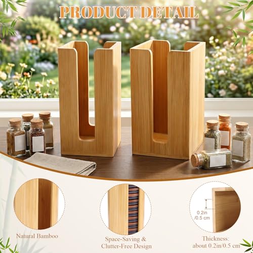 2 Pack Square Bamboo Mason Jar Lid Organizer, Vertical Canning Lid Storage Holder for Wide Mouth & Regular Mouth Lids, Fits 20-24 Mason/Canning/Bamboo Lids，Modern Kitchen Organization Accessories