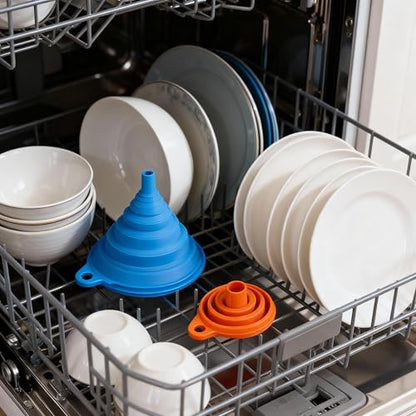 6 Pcs Funnels for Kitchen Use Filling Bottles, Silicone Funnel Small and Large, Foldable Funnel Kitchen Accessories Gadgets