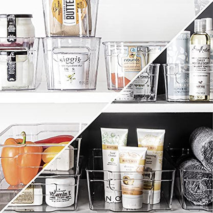 BINO | Stackable Storage Bins, Large - 4 Pack | The Stacker Collection | Clear Plastic Storage Bins | Organization and Storage Containers for Pantry & Fridge | Multi-Use Organizer Bins | BPA-Free - size: 4PK - Large