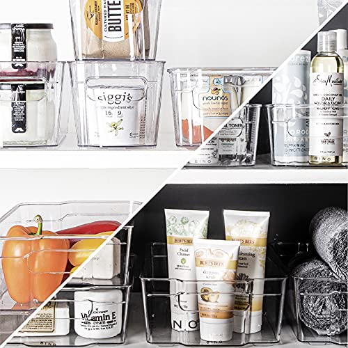BINO | Stackable Storage Bins, Small - 4 Pack | The Stacker Collection | Clear Plastic Storage Bins | Organization and Storage Containers for Pantry & Fridge | Multi-Use Organizer Bins | BPA-Free - size: 4PK - Small