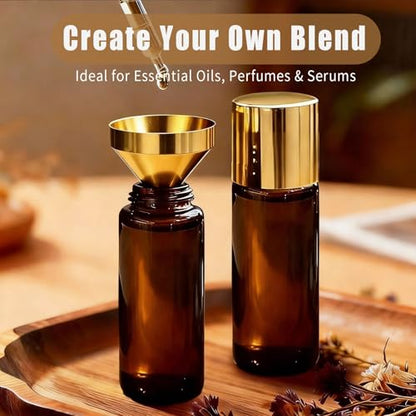 Tiger's Eye Roller Bottles for Essential Oils, 50ml Refillable Amber Glass Roll On Bottles with Natural Crystal Roller Balls, Leak-Proof Travel Perfume Bottle with Gold Caps - color: Tiger's Eye
