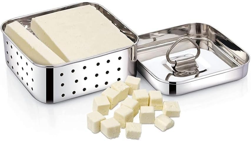 Stainless Steel Paneer Maker Press 350ml – Square Paneer & Cheese Mold for Homemade Paneer, Tofu & Cheese | Food-Grade, Rust-Free, Durable