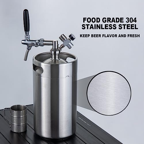 270OZ Mini Keg Growler, Pressurized Home Dispenser System with Adjustable Faucet Keeps Carbonation and Fresh for Homebrew, Craft and Draft Beer