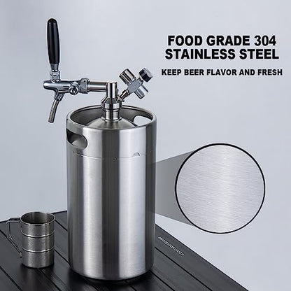 270OZ Mini Keg Growler, Pressurized Home Dispenser System with Adjustable Faucet Keeps Carbonation and Fresh for Homebrew, Craft and Draft Beer