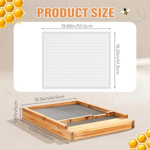 Beeveer 3 Pcs Beehive Parts Kit for 10 Frame Bee Hive, Beehive Screened Bottom Board with Entrance Reducer and Plastic Queen Excluder for Beekeeping Supplies(White) - color: White
