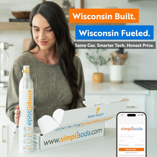 Simpli Soda 60L CO2 Canister Cylinders - Compatible w/Sodastream BLUE Screw-In Only, Ninja Thirsti, Philips, and More - Threaded Style Soda Streaming Machine CO2 Tanks Gas Refill, | 14.5 oz, Set of 2 - color: Screw-In Blue