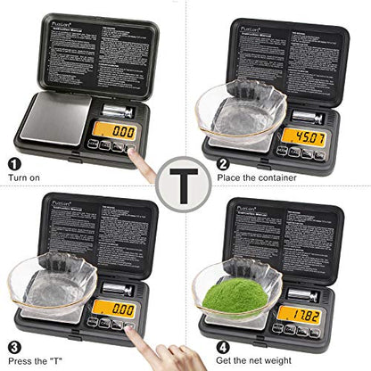 Fuzion Digital Pocket Scale 200g/0.01g, Scale Gram with LCD Display, Tare and PCS, Mini Digital Scale with 50g Calibration Weight for Jewelry, Coins, Powder, Herbs, Spices (Battery Included) - color: Black, size: 200/0.01g
