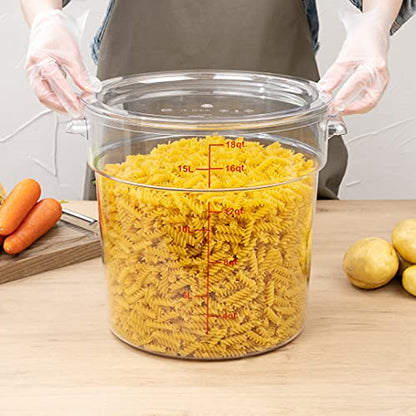 Restaurantware Met Lux 18 Quart Food Storage Container, 1 Round Commercial Storage Container - Lid Sold Separately, With Volume Markers, Clear Plastic Food Prep Bucket, Space-Saving Storage - size: 18 qt, style: 1 Count