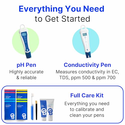 Bluelab PENSTP pH and Conductivity Starter Pack - Precision Nutrient Solution Management Kit with Temperature Measurement, Waterproof Pens, and Probe Care Kit