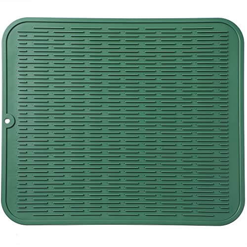 MicoYang Silicone Dish Drying Mat for Multiple Usage,Easy clean,Eco-friendly,Heat-resistant Silicone Mat for Kitchen Counter or Sink,Refrigerator or Drawer Liner Green 2XL 24 inches x 18 inches - color: Green, size: 24"L x 18"W