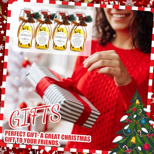 Sieral 9 Sets Vanilla Extract Bottles Clear Swing Top Glass Bottles for Gift Giving Homemade Vanilla Extract Jar Funnel Rope Labels for New Year Brewing Oil Beer Tea DIY Supply(Round Stickers,4 oz) - size: 4 oz, style: Round Stickers