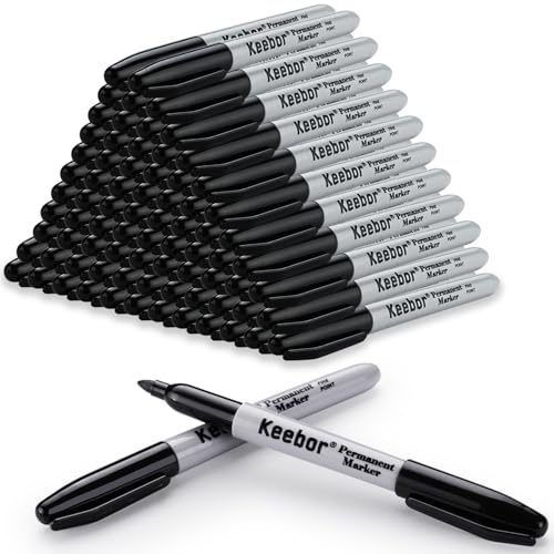 Keebor Black Permanent Markers Bulk of 100 Pack, Fine Point Permanent Marker Set, Waterproof, Quick Drying, School & Office Supplies - size: 100 Pack