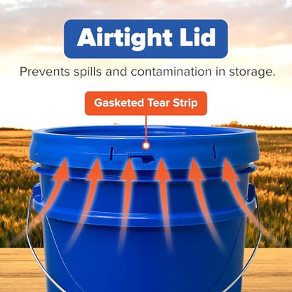 ePackageSupply 5 Gallon Plastic Bucket with Airtight Lid | Food Grade Bucket | BPA-Free | Heavy Duty 90 Mil All Purpose Pail | One 12" Rubber Mallet & One Lid Opener Included | 1 Pack - color: Blue, size: 1 Pack