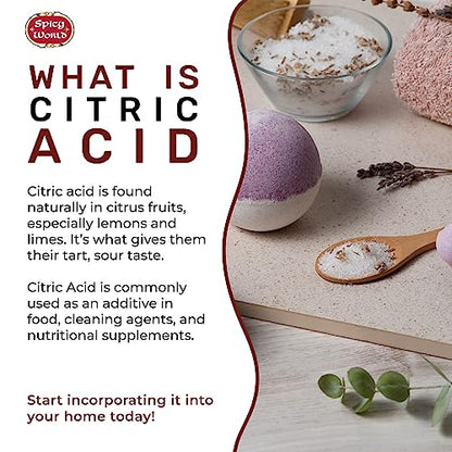 Pure Citric Acid, 10 Pound - Food Grade & Non-GMO- Natural Food Preservative, Beauty Ingredient- by Spicy World - size: 160 Ounce (Pack of 1)