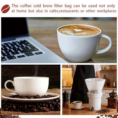 Cold Brew Coffee Filter Bag - Compatible with Toddy Cold Brew System for 5 Gallon Commercial BrewersWashable & Reusable Nylon Mesh Filter for Commercial/Home Brewers - 6 Pack