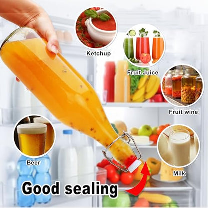 32oz Swing Top Glass Bottles - Flip Top Glass Beer Bottle with Airtight Stopper for Fermentation,Brewing,Clear Kombucha Bottles for Water, Beverages, Beer, Juice, Soda,Kefir,4 Pack - size: 32oz-4pack
