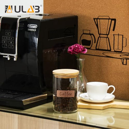 ULAB 3.5mm Thick Glass Food Container Set with Lid, 4PCS of 14.9 OZ, 1 PC of 36.5 OZ Clear Storage Jar, Glass Airtight Canisters set for Cookie, Pasta, Coffee Beans, USJ1004 - color: 14.9oz-4pcs&36.5oz-1pc