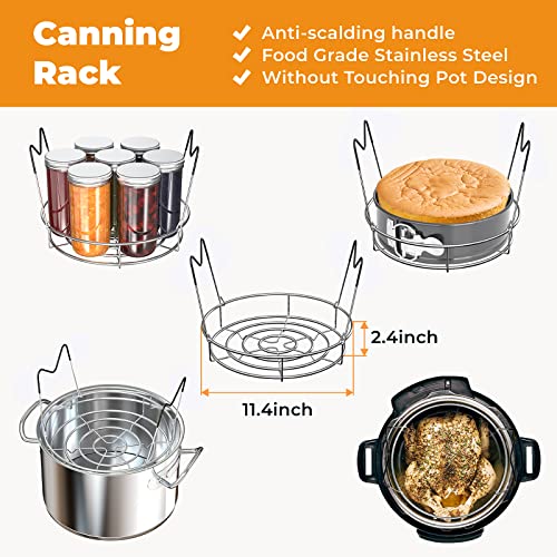 Pisol Canning Supplies Starter Kit, 7 Piece Canning Tools Set with Stainless Steel Rack, Wide Mouth Funnel, Kitchen Tongs, Jar Lifter, Magnetic Lid Lifter, jar Wrench, Bubble Popper - color: Black