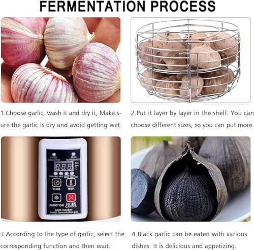 Black Garlic Fermenter (6/7.5L), Layered Design + Stainless Steel Shelf, Fast Fermentation for 7 Days + Scheduled Drying + Memory Shut Off for Yogurt, Na