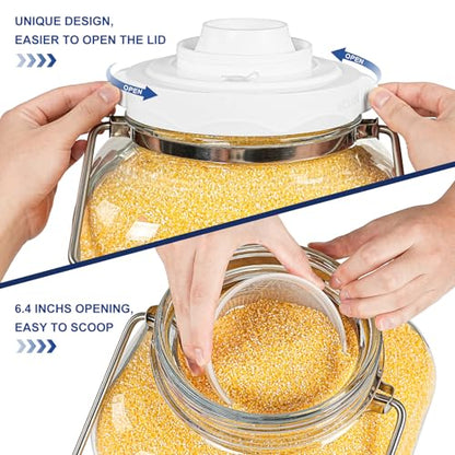 Daitouge 5 Gallon Large Fermentation Jars, Pickle Jar, Wide Mouth Airtight Glass Jar with Scale Mark, Glass Water Jug with Stainless Handles for Pickling, Brewing, Dry Storage