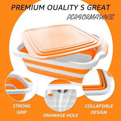 BBQ Prep Tub 16L, 3 in 1 BBQ Prep Tub Set, XL Collapsible Cutting Board Tub & Food Container with Lid, Includes 2 Meat Shredder Claws, Resting Blanket & Carry Bag, Ideal Grilling Tub for Camping