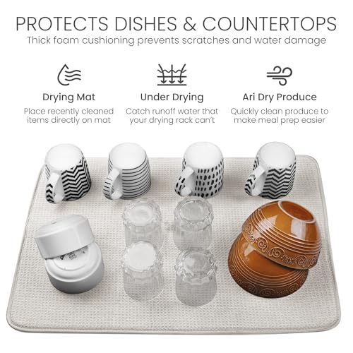 Bellemain XL Dish Mat Microfiber Dish Drying Mat, Super absorbent (Light Grey, 17" x 24") - color: Light Grey, size: 17" x 24"