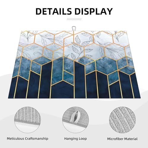 Blue Marble Texture Leaves Dish Drying Mat 18x24 For Kitchen Counter Absorbent Microfiber Dishes Pad Dish Drainer Rack Mats Fast Dry Kitchen Accessories - color: Blue Marble Texture Leaves