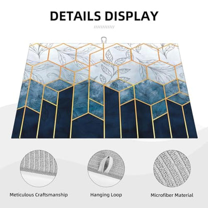 Blue Marble Texture Leaves Dish Drying Mat 18x24 For Kitchen Counter Absorbent Microfiber Dishes Pad Dish Drainer Rack Mats Fast Dry Kitchen Accessories - color: Blue Marble Texture Leaves