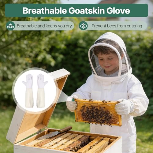 Bee Suit, Full Body Beekeeping Suit with Veil Hood (3‘3’‘ - 4’5‘’) | Professional Beekeeping Outfit, Includes Gloves, for Beekeepers and Beginners - size: Kids for 3‘3’‘ - 4’5‘’