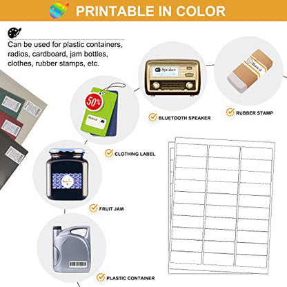1" x 2-5/8" Address Labels 3000 Labels Sticker Paper for Laser/Ink Jet Printer mailing Labels 8.5"×11" White 30 per Sheet - size: 1" x 2-5/8"(30-up), style: 100 sheets