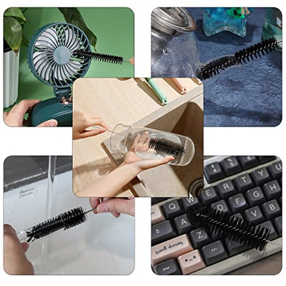 CiaraQ Bottle Cleaning Brushes, 8 Inch Nylon Tube Brush Set | Black Cleaner for Narrow Neck Bottles Cups with Hook, Set of 13pcs - color: Black, size: 8.0 Inch (13pcs)